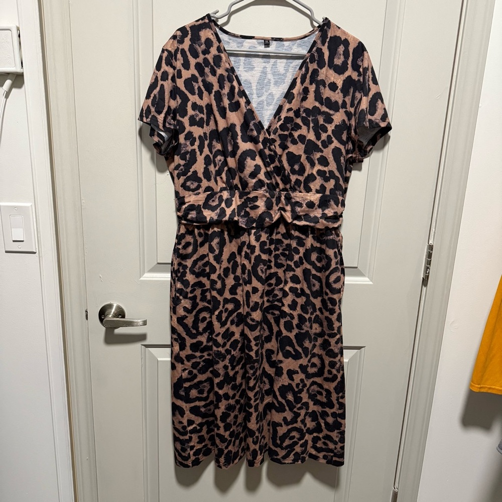 Amazon Animal Print V-Neck Midi Dress